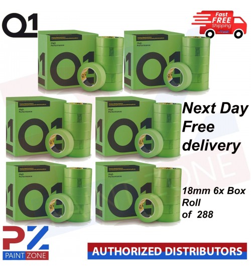 6X Q1 High Performance Green MASKING TAPE PREMIUM AUTOMOTIVE 18mm x 50mm
